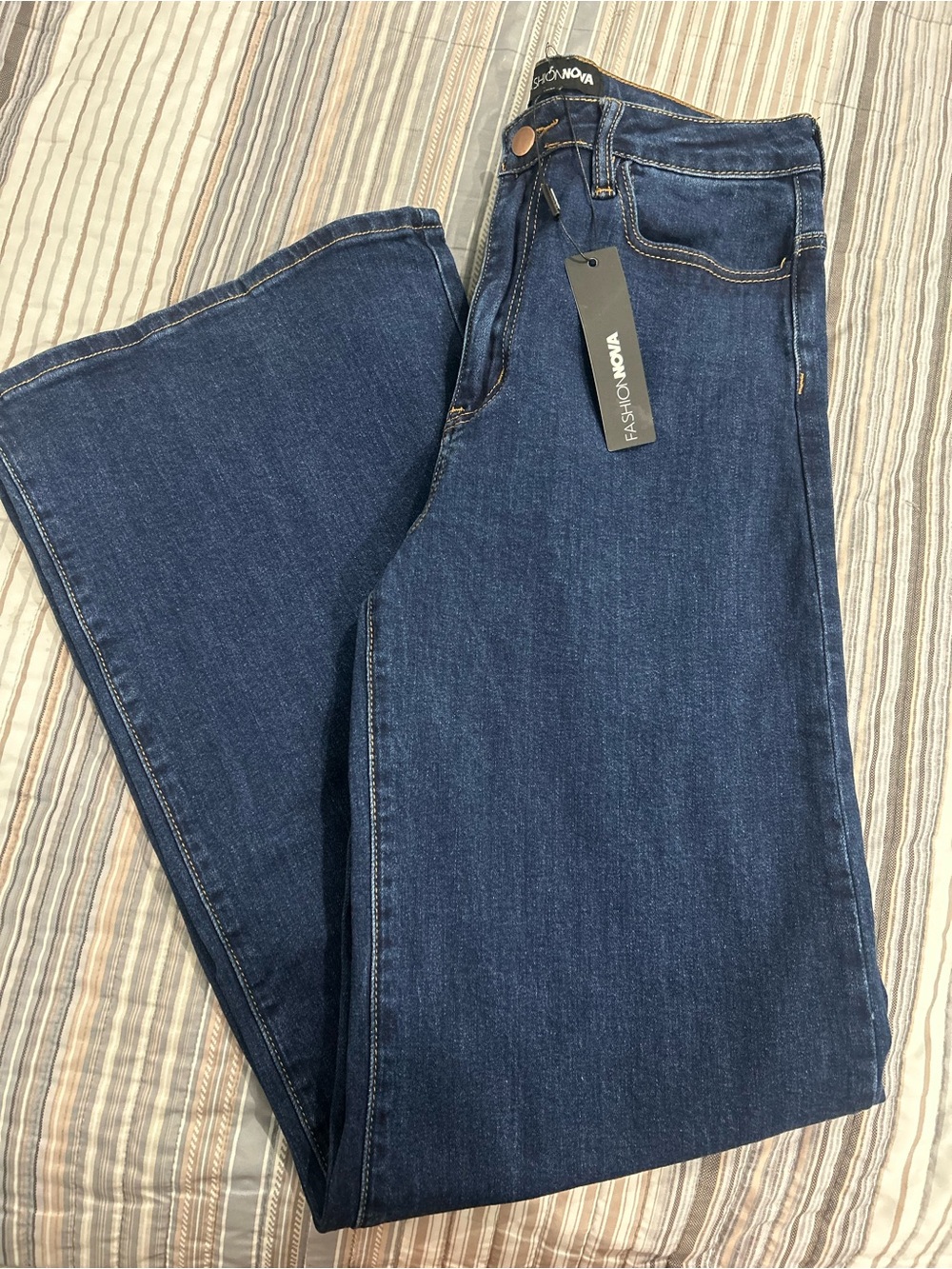 Fashion Nova Straight Leg Dark Blue Jeans - Picture 4 of 6